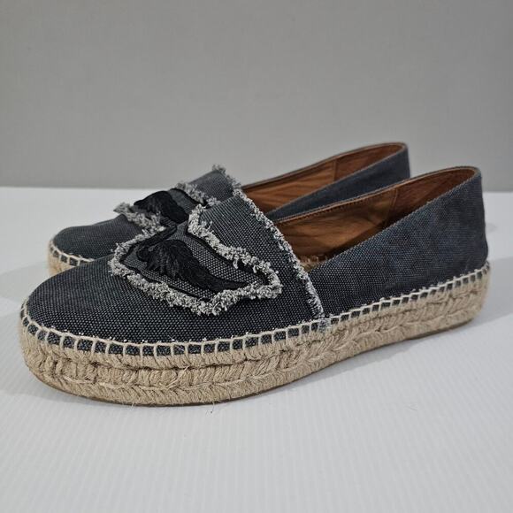 Zadig & Voltaire Canvas Espdadrilles Platform Loafer Noir Black Gray EU Size 40 - Picture 1 of 13